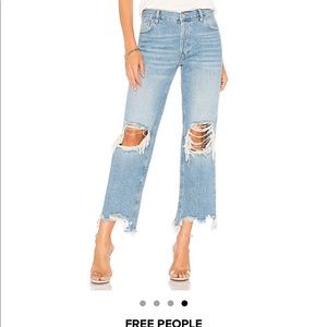 Free People Maggie Ripped Crop Straight Leg Jean